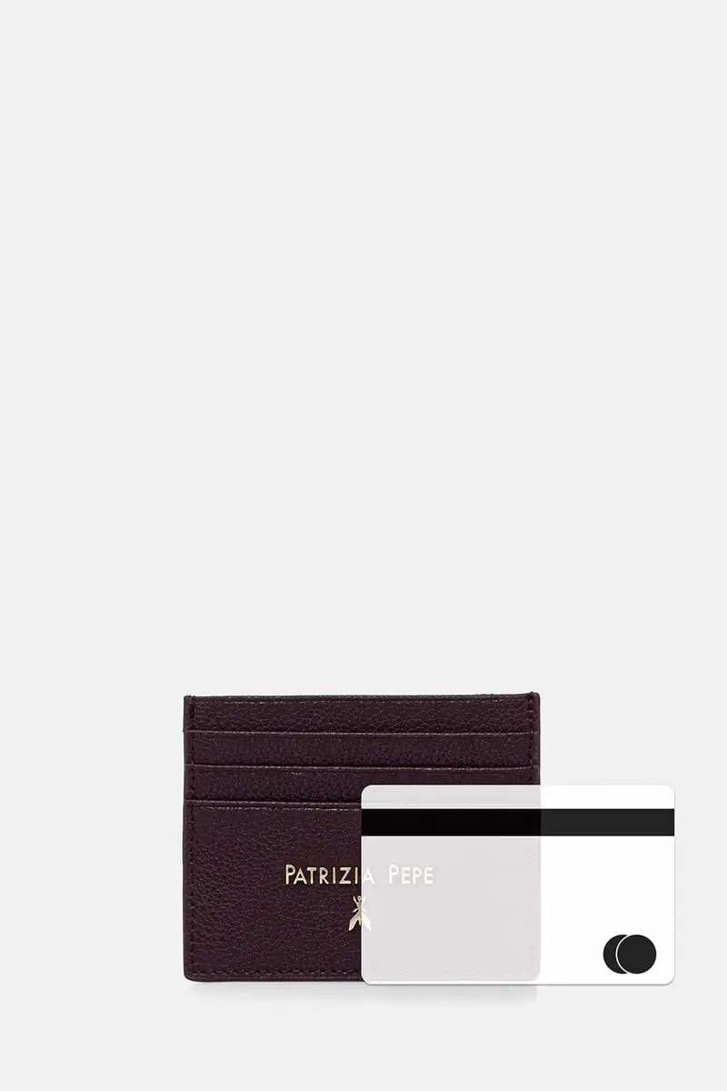 portacarte in pelle colore beige CQ7001 L001 Violetto miniatura 4