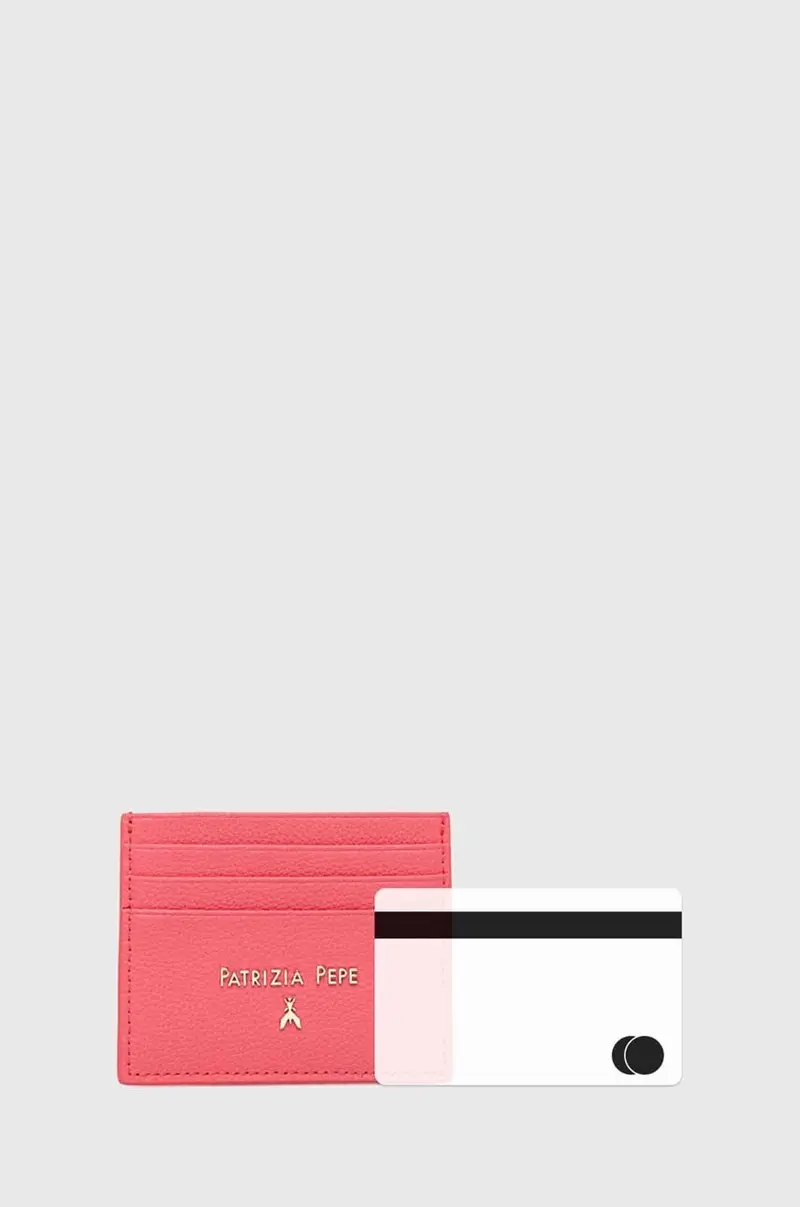 portacarte in pelle colore beige Rosa miniatura 5