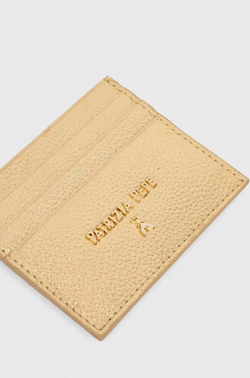 portacarte in pelle colore oro miniatura 3