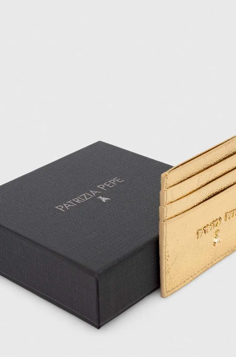 portacarte in pelle colore oro miniatura 4