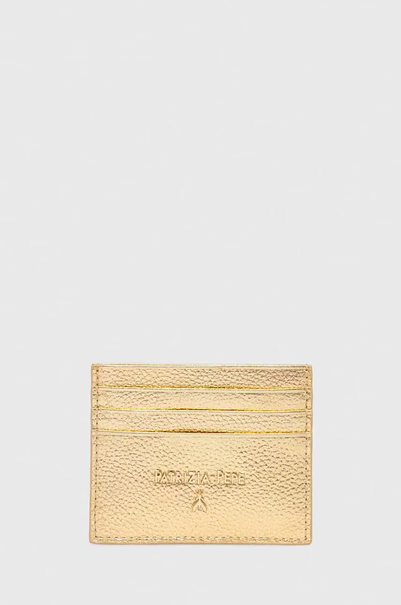 portacarte in pelle colore oro