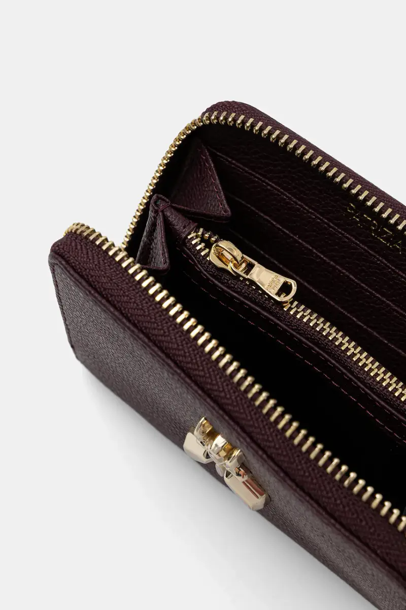 portafoglio in pelle donna colore beige 8Q0017 L001 Violetto miniatura 2