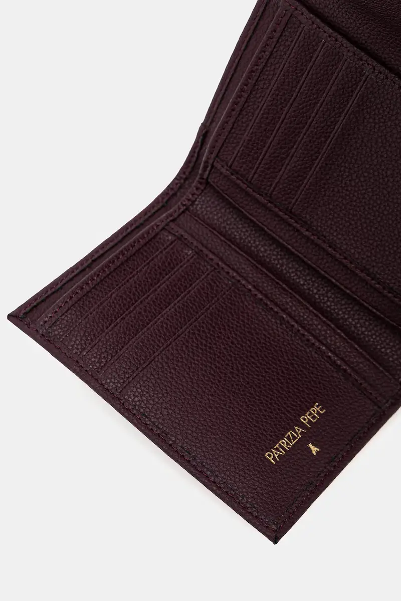 portafoglio in pelle donna colore beige CQ7081 L001 Violetto miniatura 3