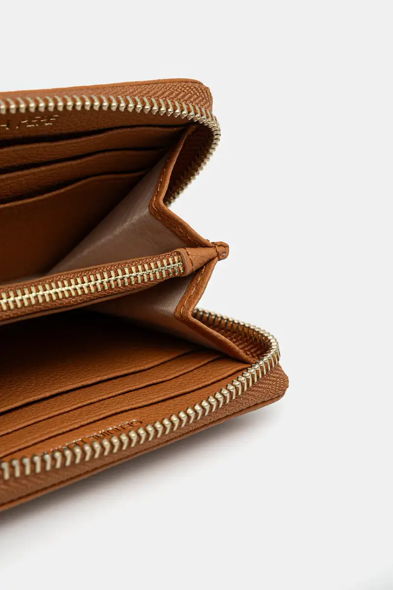 portafoglio in pelle donna colore beige CQ8512 L001 Marrone miniatura 3