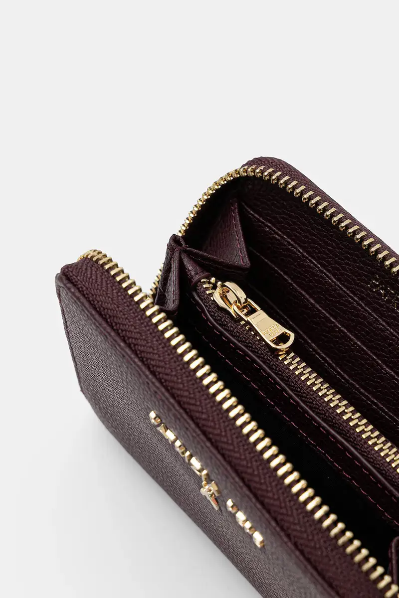 portafoglio in pelle donna colore beige CQ8512 L001 Violetto miniatura 3