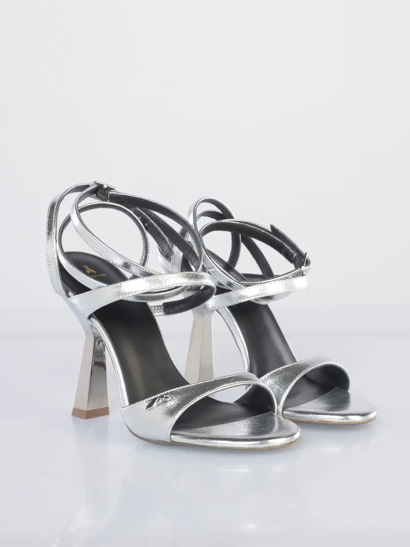 sandalo da donna Patrizia Pepe in pelle con tacco LAMINATO miniatura 2