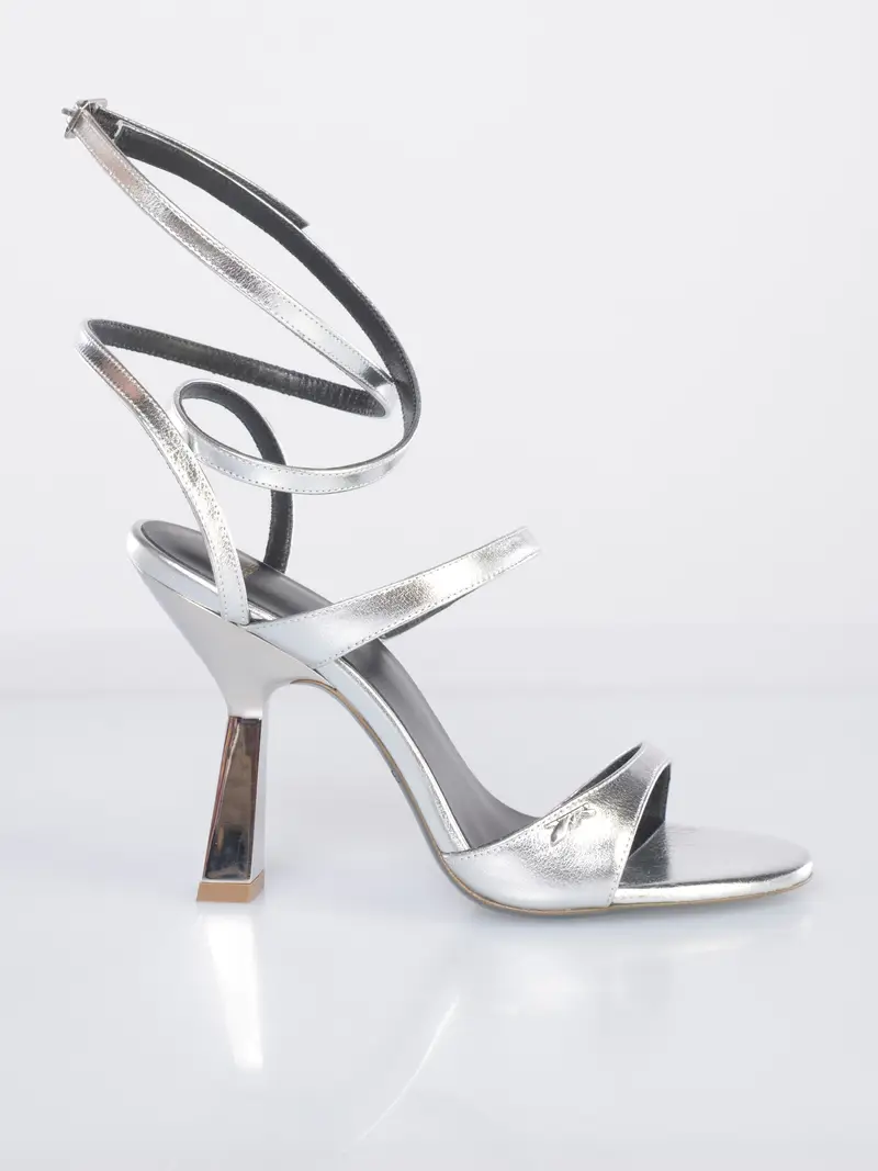 sandalo da donna Patrizia Pepe in pelle con tacco LAMINATO