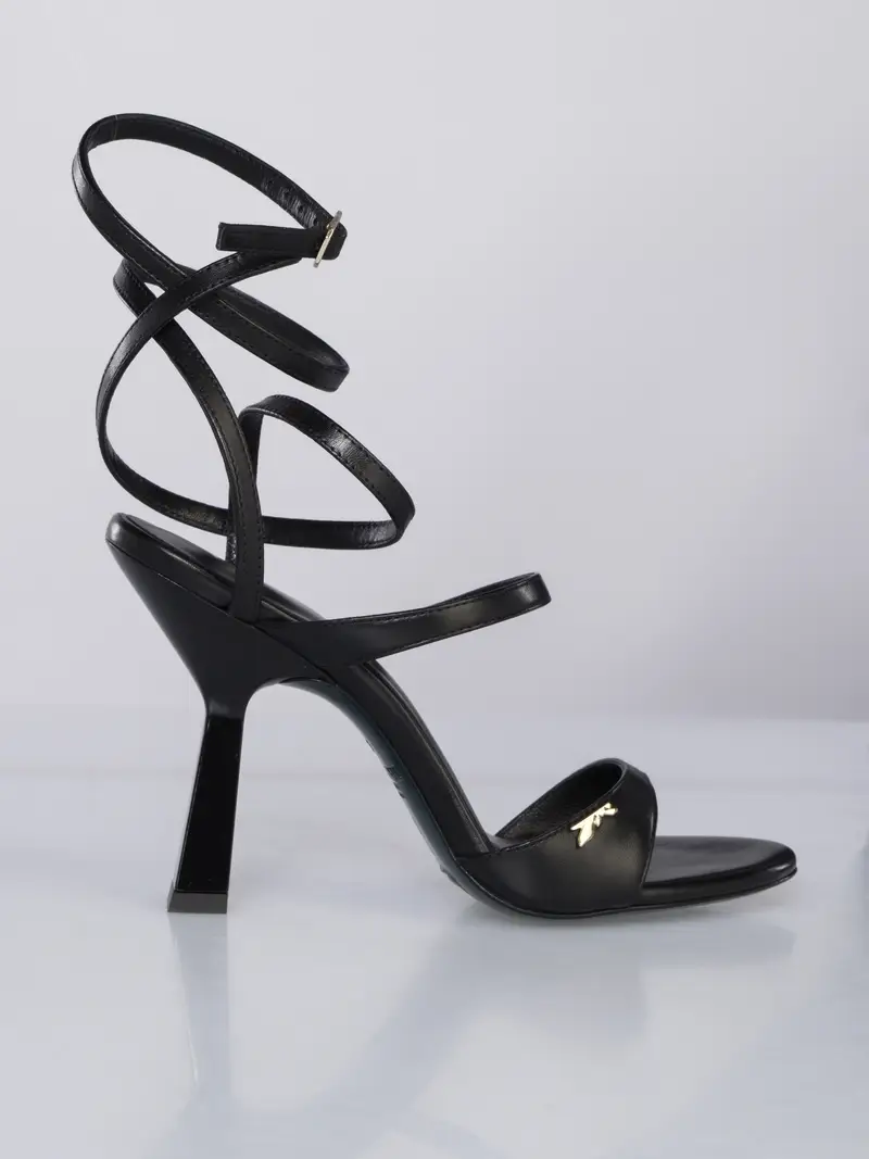 sandalo da donna Patrizia Pepe in pelle con tacco NERO