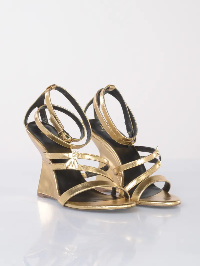 sandalo da donna Patrizia Pepe in vera pelle con tacco a clessidra Giallo miniatura 2