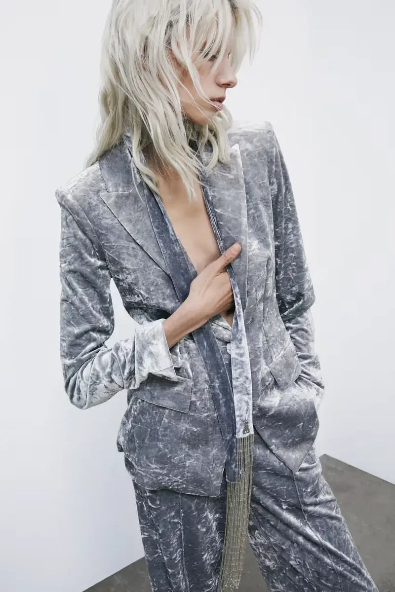 Sciarpa gioiello in velluto Grigio