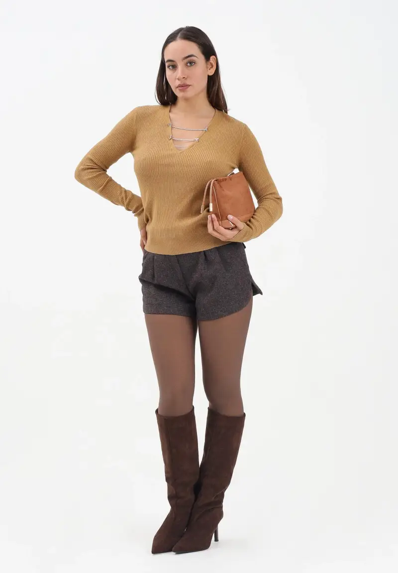 Shorts marrone da donna a palloncino miniatura 2