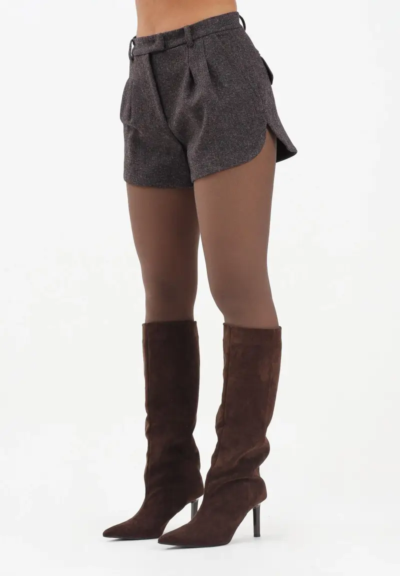Shorts marrone da donna a palloncino
