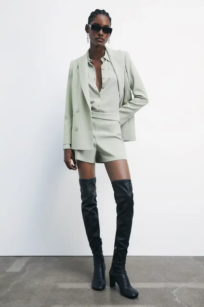 Shorts stretch con vita regular Verde