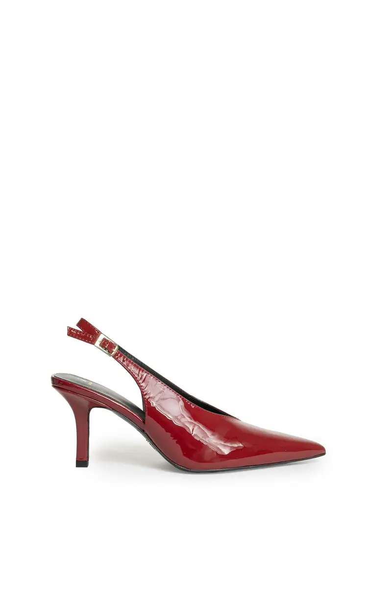 Slingback In Pelle Con Tacco Rosso