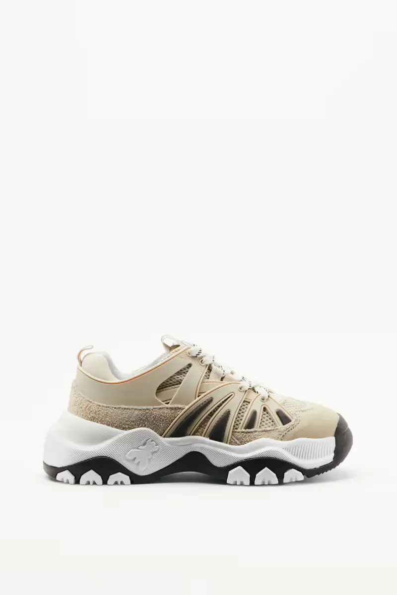 Sneaker running in pelle Beige