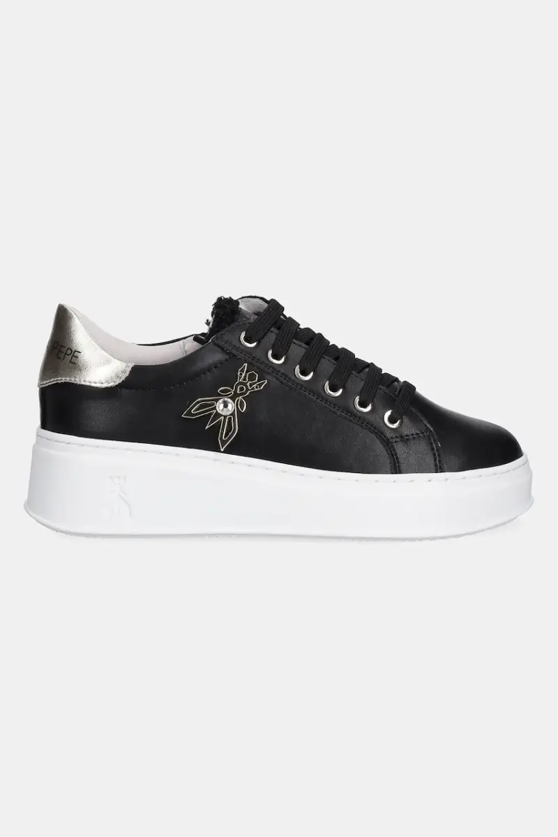 sneakers in pelle colore nero PPJ903 miniatura 2