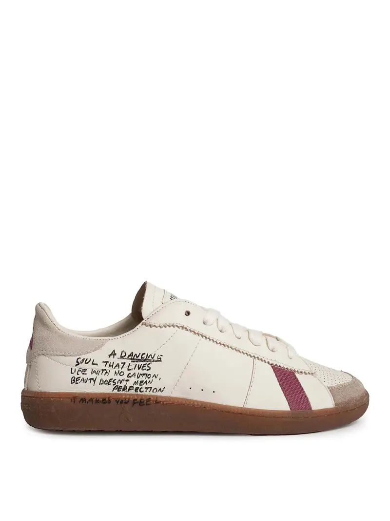 Sneakers Skin In Nappa Con Lettering Bianco