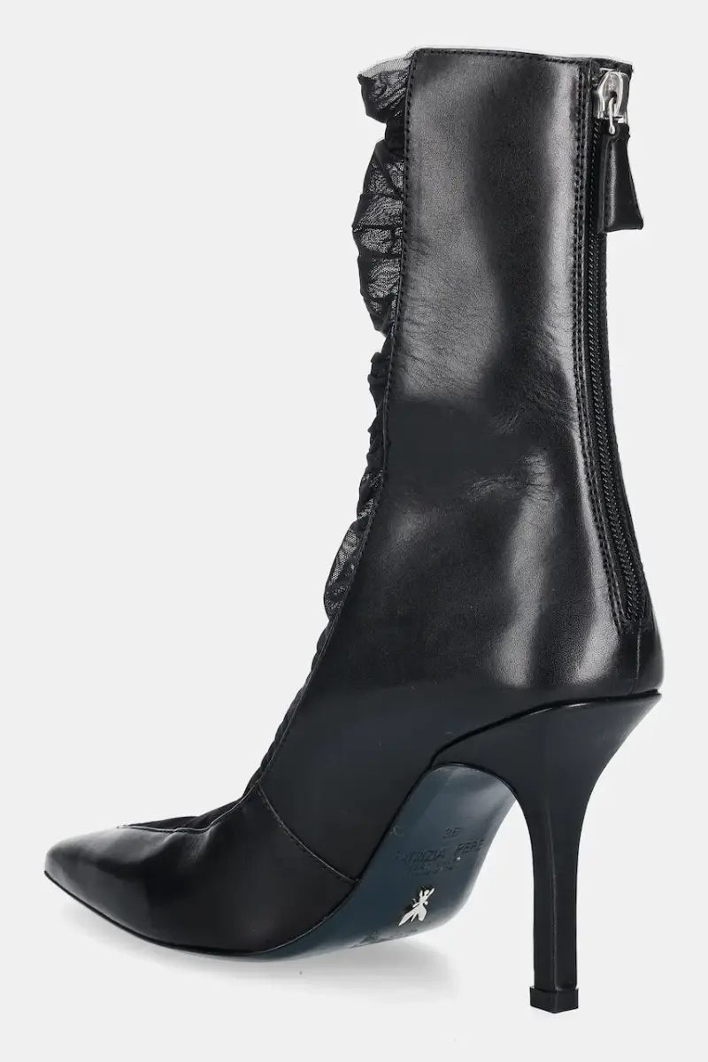 stivaletti alla caviglia in pelle Nero miniatura 3