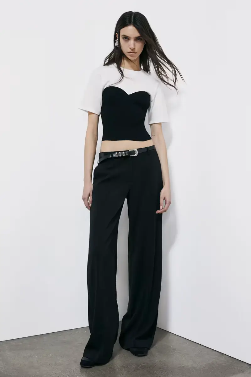 T-shirt con bustier in maglia Bianco