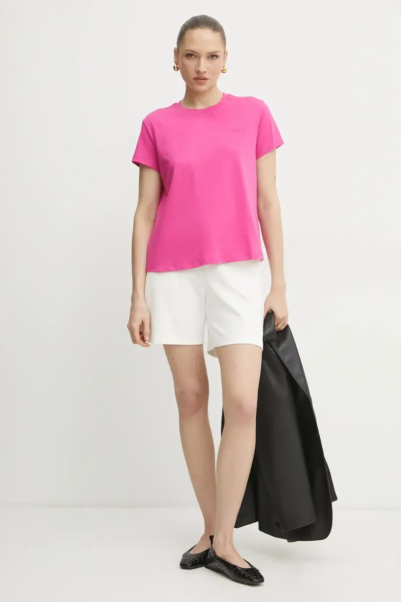 t-shirt in cotone colore rosa miniatura 2