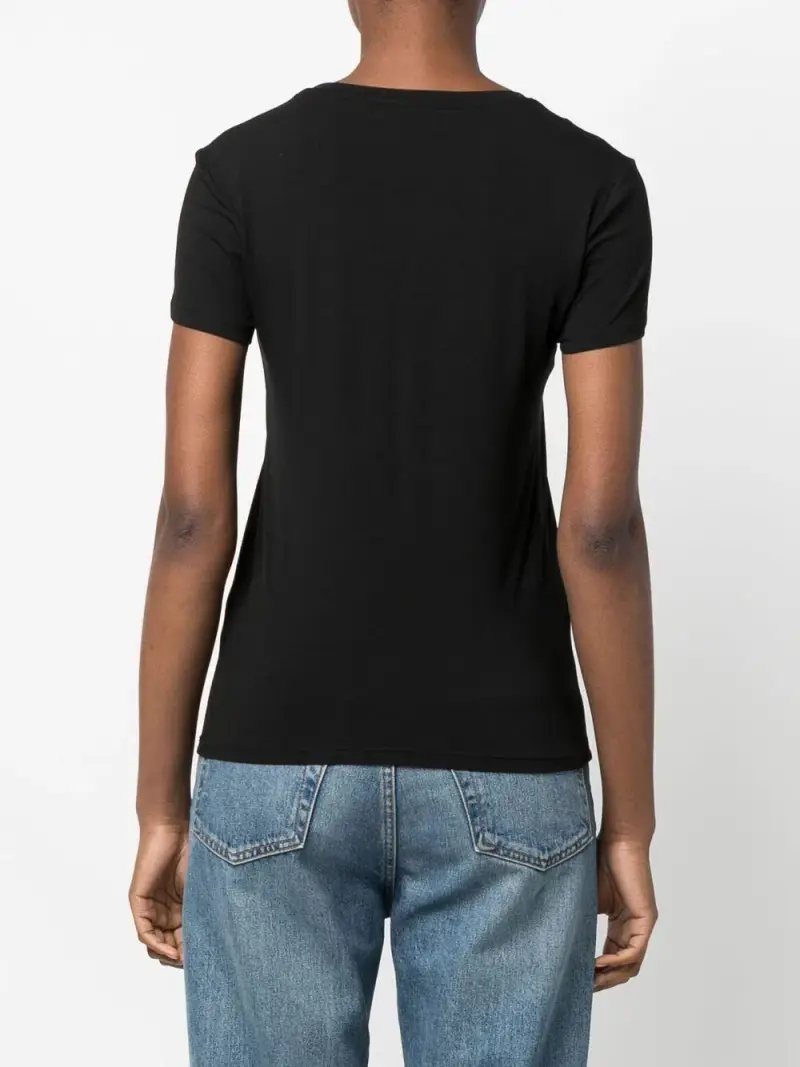 T-shirt nera logo strass Nero miniatura 3