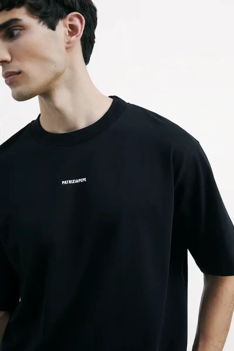 T-shirt over in cotone Nero