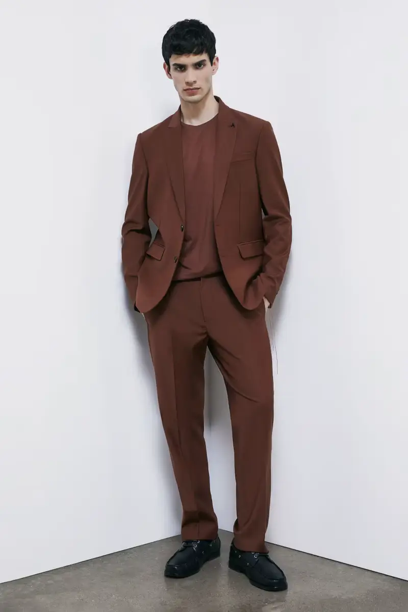 T-shirt slim in cotone Marrone