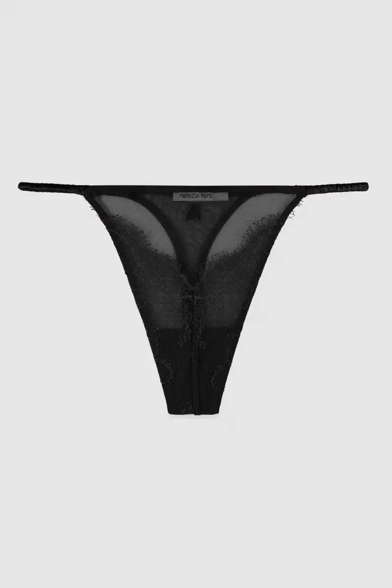 Tanga in tulle e pizzo Nero