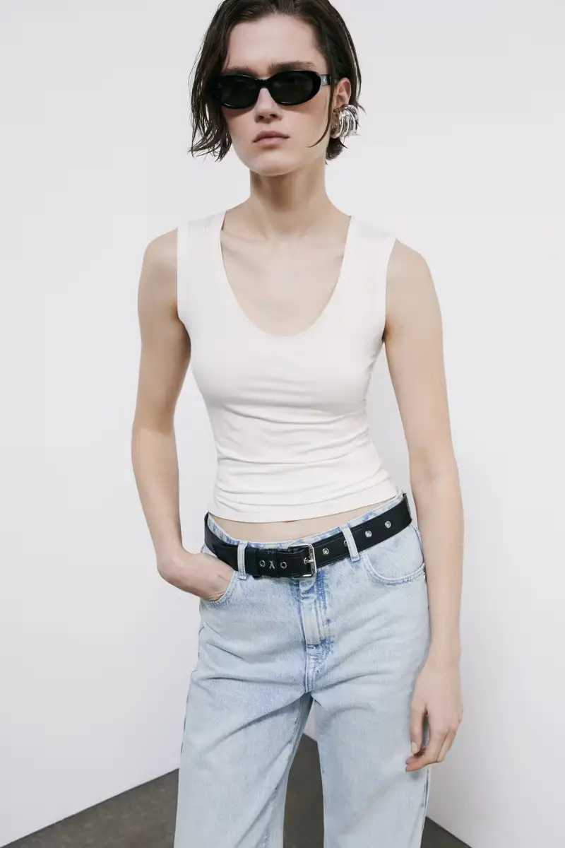 Top canotta in jersey Bianco