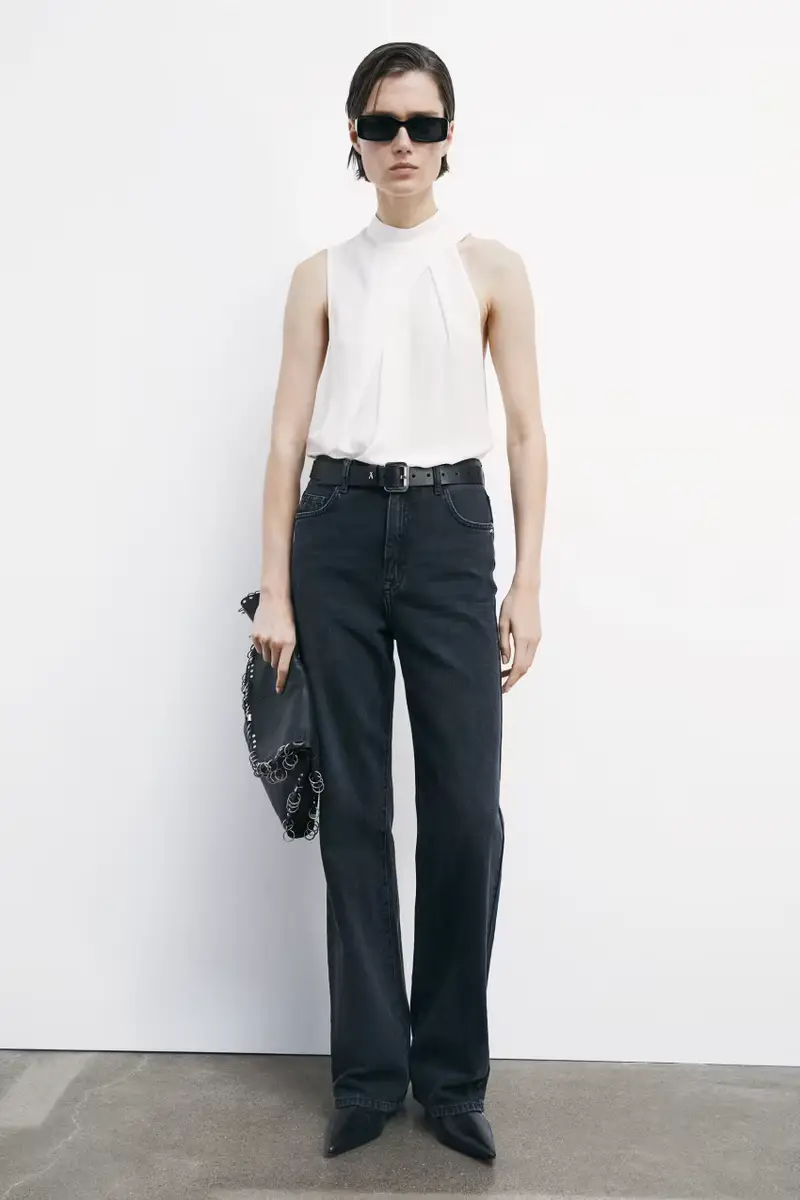 Top con drappeggio in viscosa Bianco