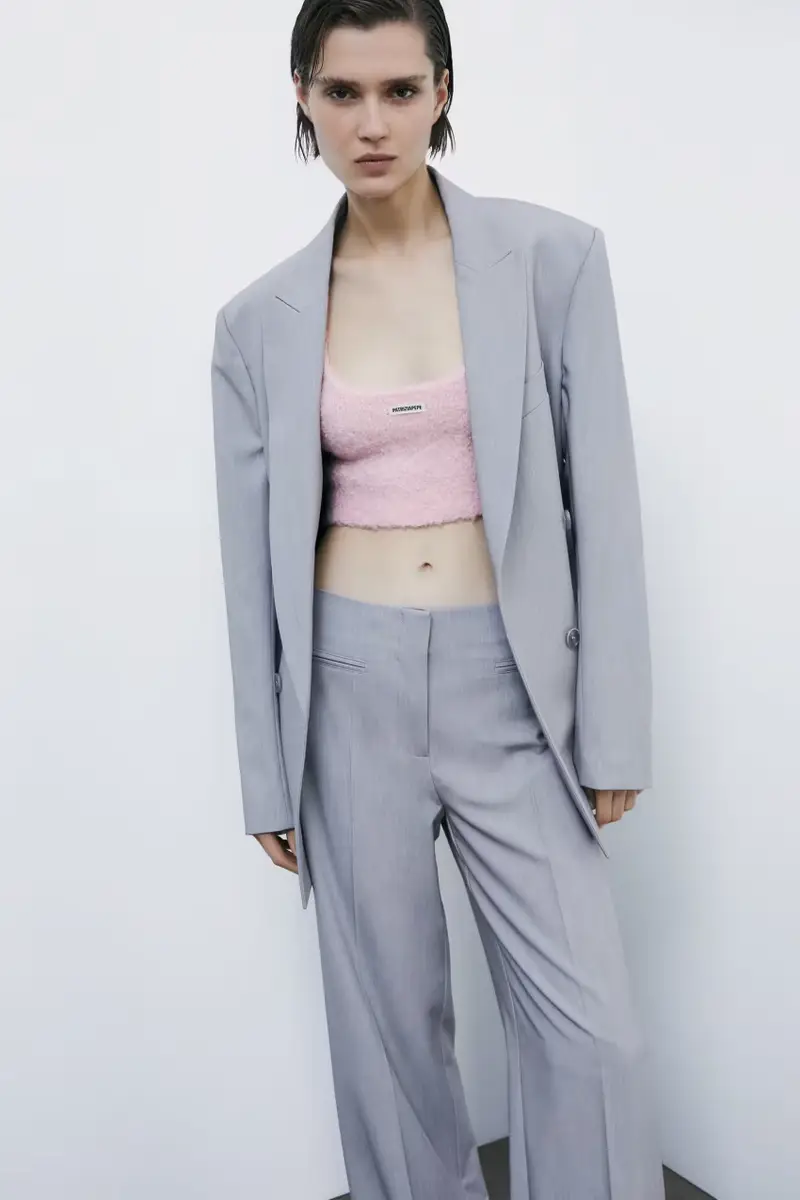 Top cropped in maglia morbida Rosa