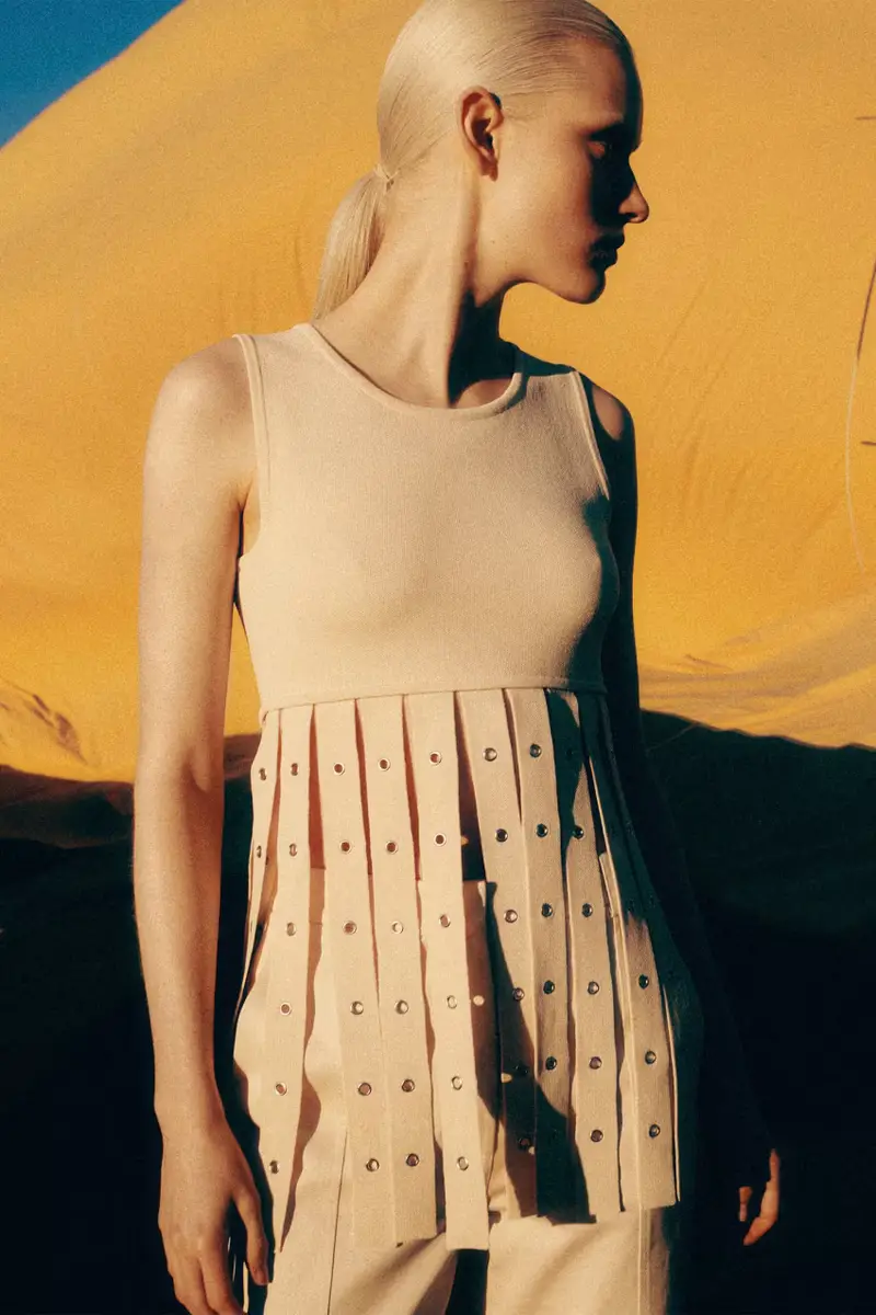 Top in maglia con frange Bianco