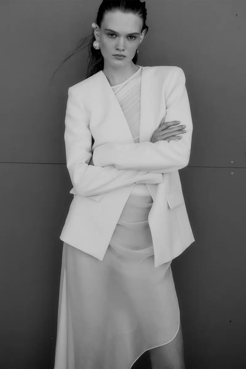 Top lungo con drappeggi Bianco