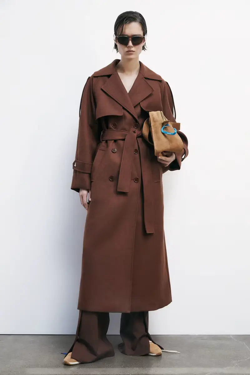 Trench sartoriale in lana Marrone