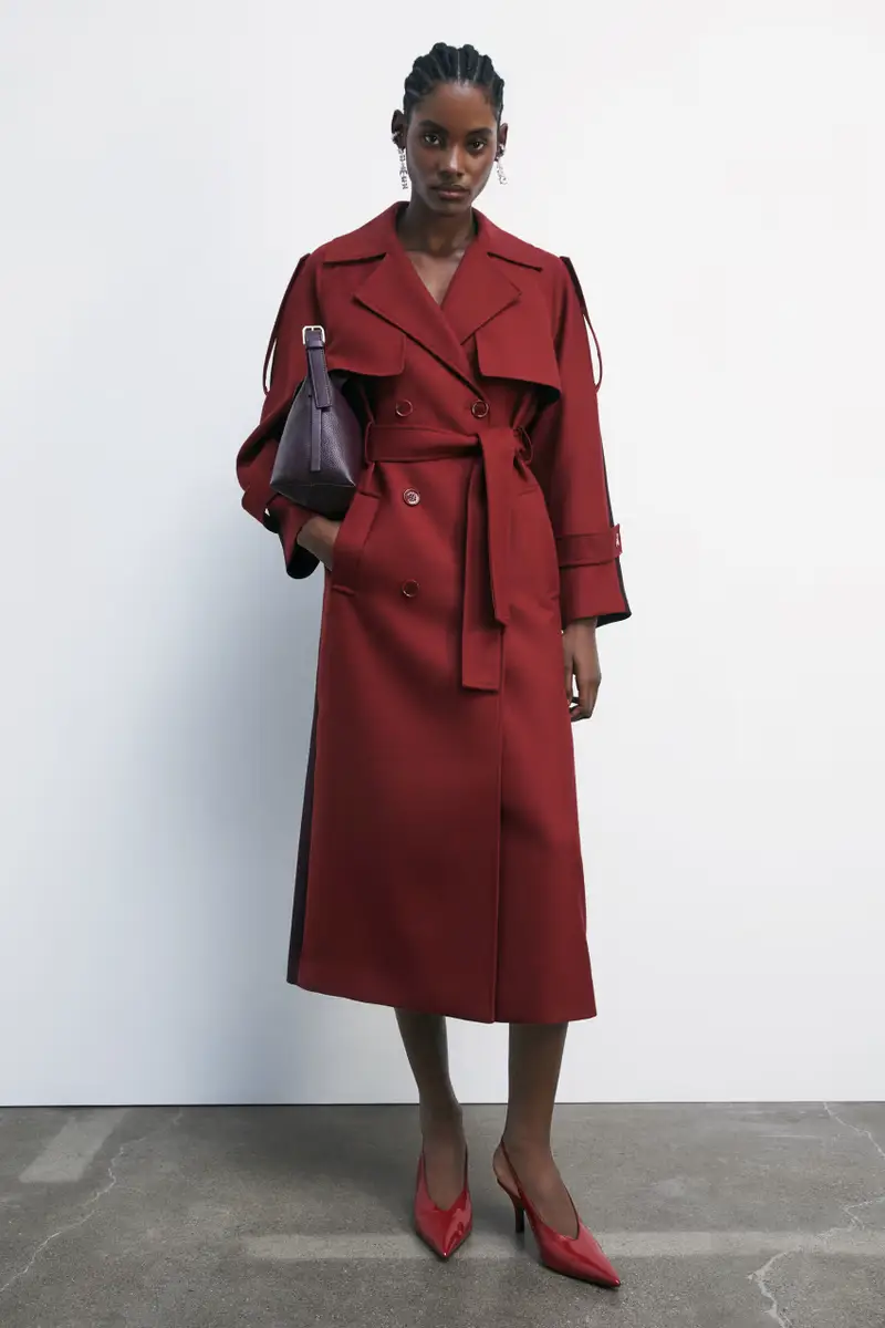 Trench sartoriale in lana Rosso