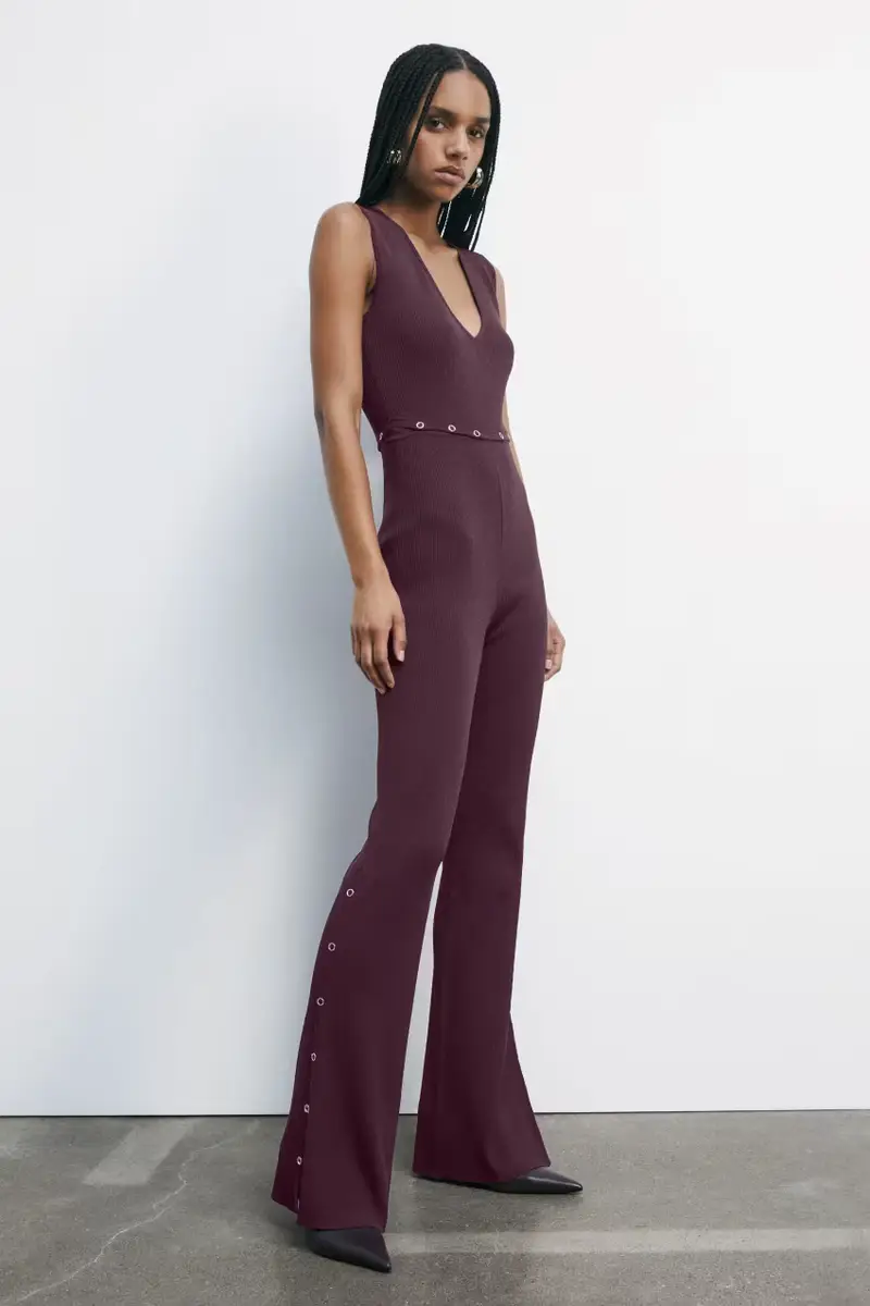 PATRIZIA PEPE Tuta aderente con scollo profondo in maglia