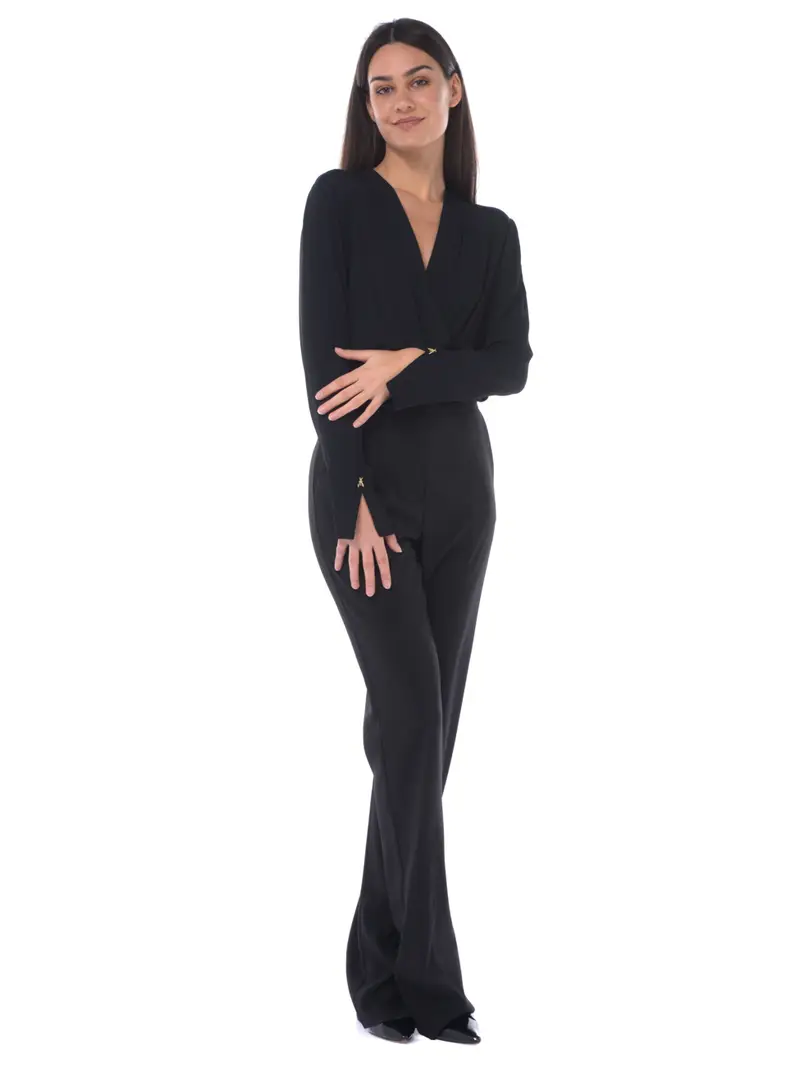 tuta Pantalone da donna Patrizia Pepe bitessuto con incrocio NERO miniatura 2