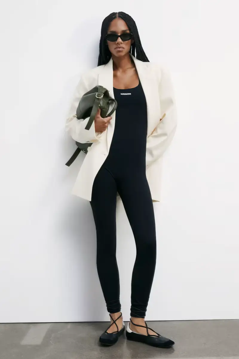 Tuta slim in jersey Nero