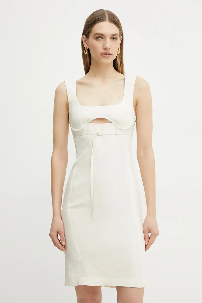 vestito con aggiunta di lino colore beige 2A2874 A052