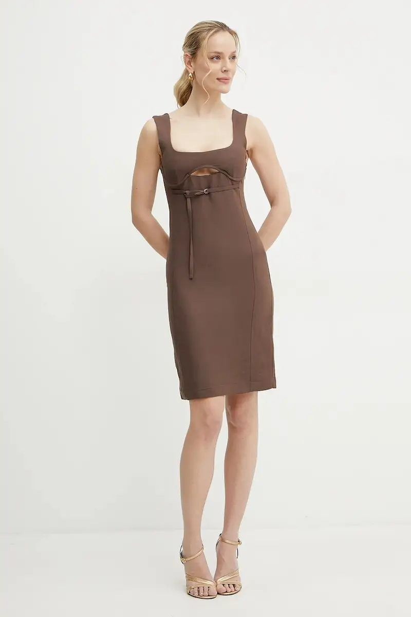 vestito con aggiunta di lino colore marrone 2A2874 A052