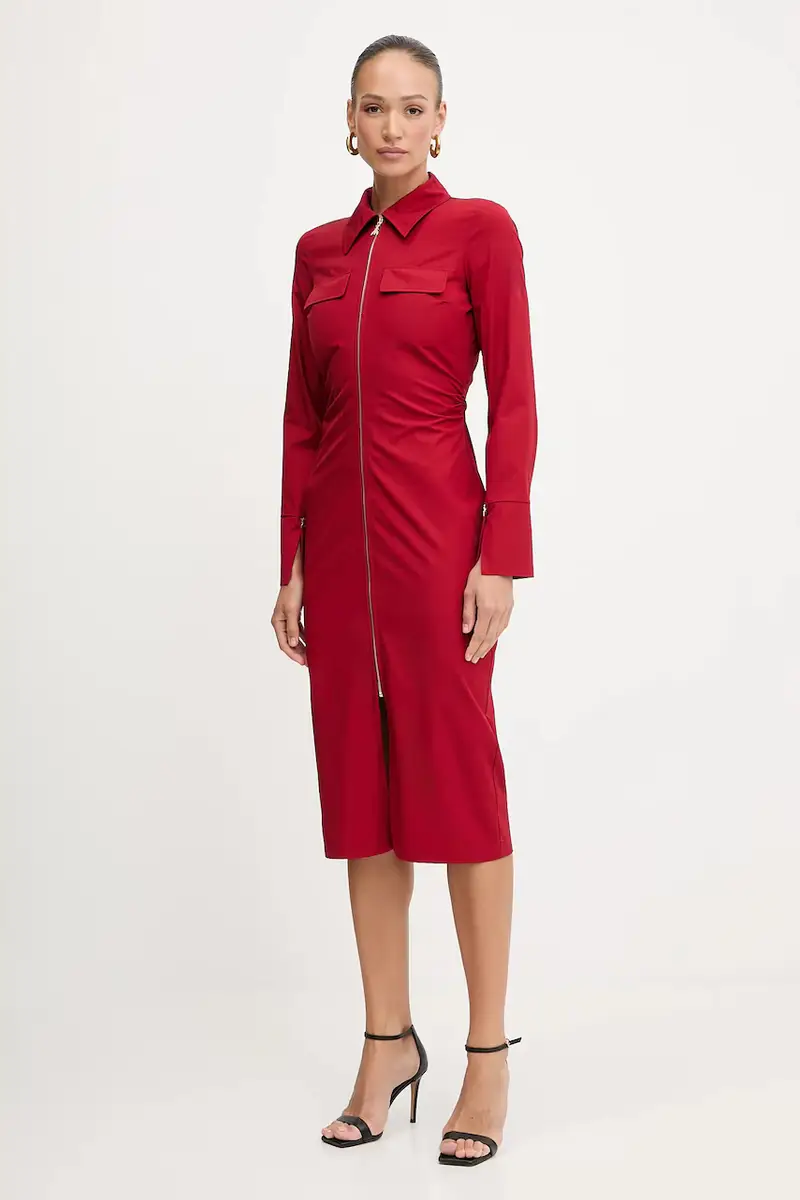 vestito in cotone colore rosso 8A1538 A391 miniatura 2