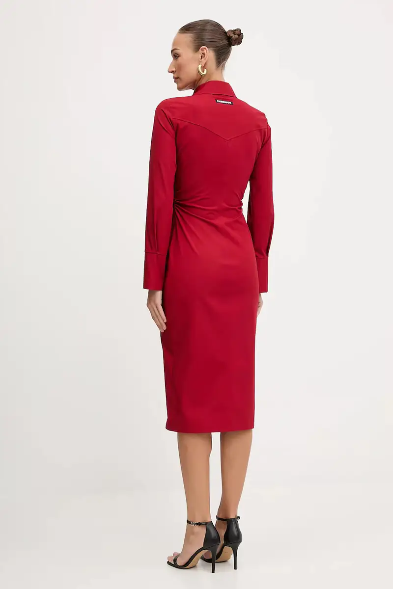 vestito in cotone colore rosso 8A1538 A391 miniatura 3