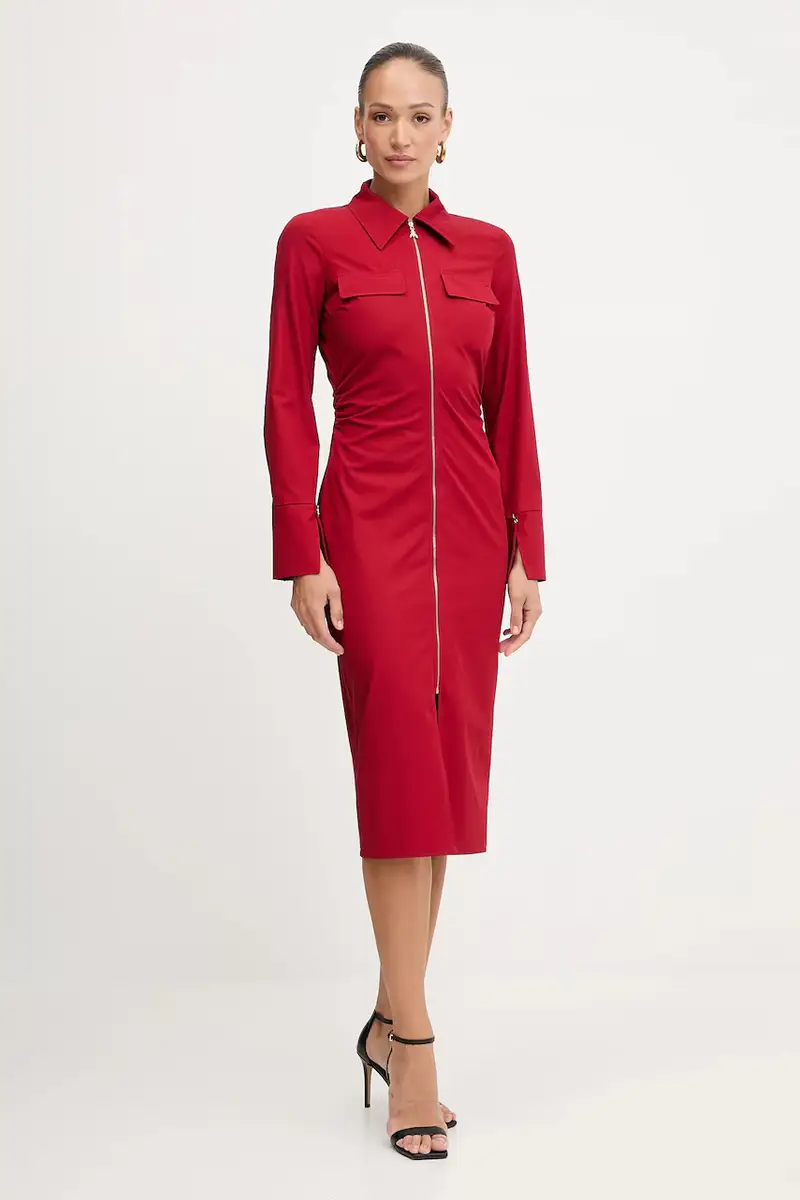 vestito in cotone colore rosso 8A1538 A391