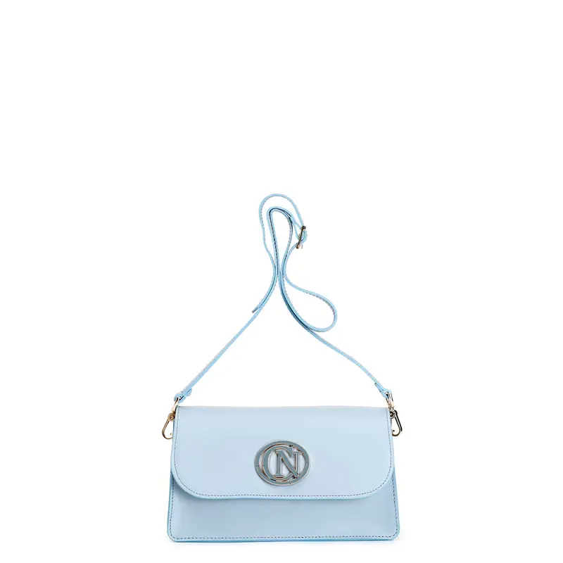 pattina in pelle liscia con logo smaltato cielo taglia unica