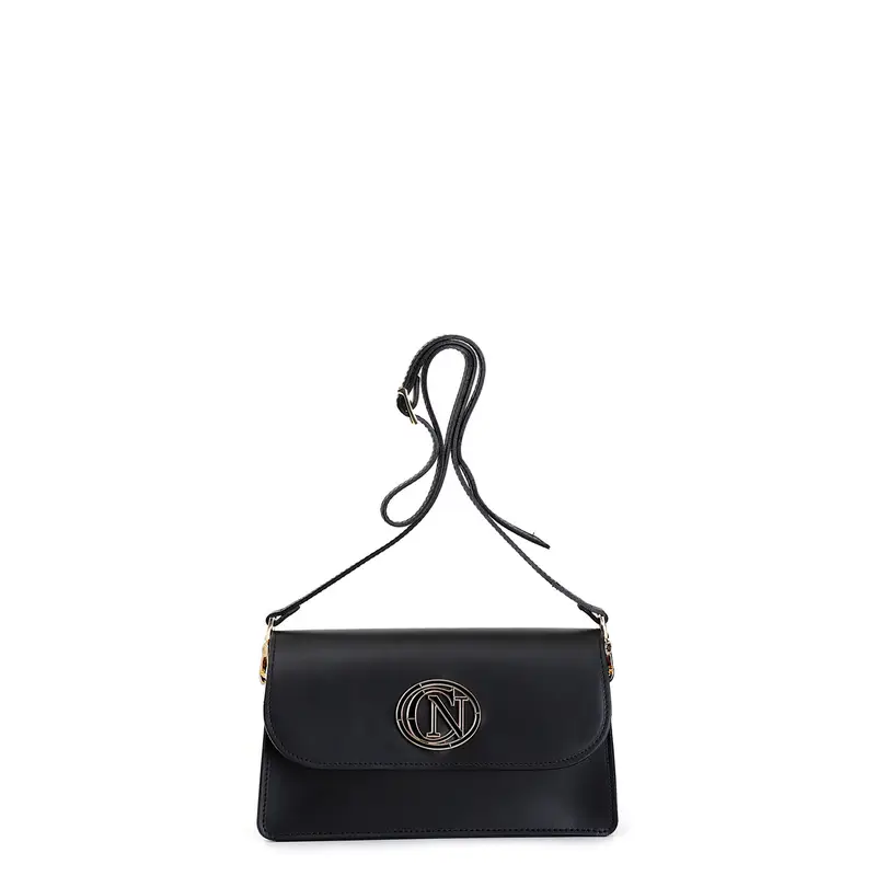 pattina in pelle liscia con logo smaltato nero taglia unica