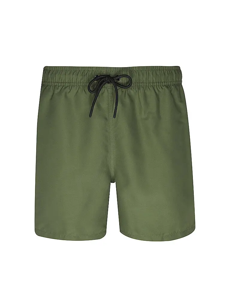 Badeshort da uomo tinta unita verde scuro | S