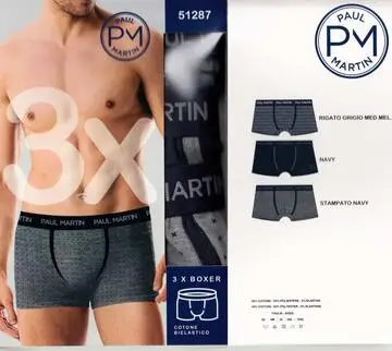 Boxer uomo in cotone elasticizzato Paul Martin 51287 3 CAPI