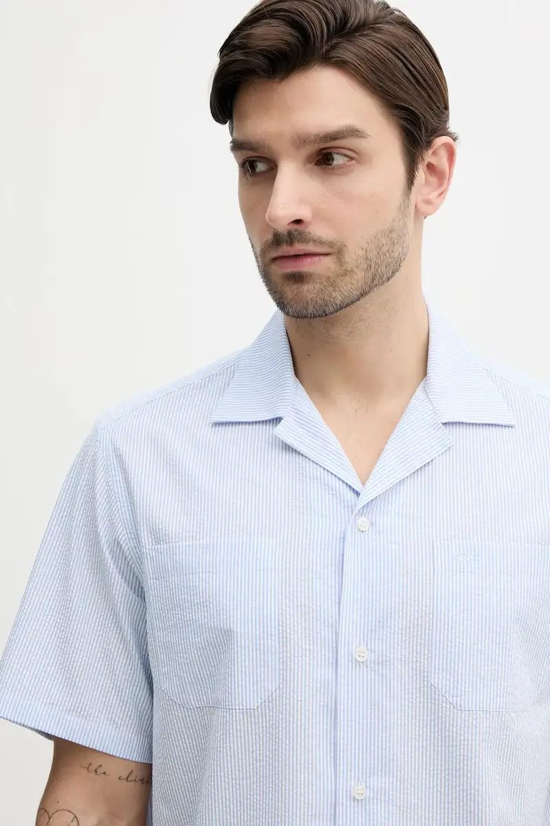 camicia in cotone uomo colore blu 25413289 miniatura 4
