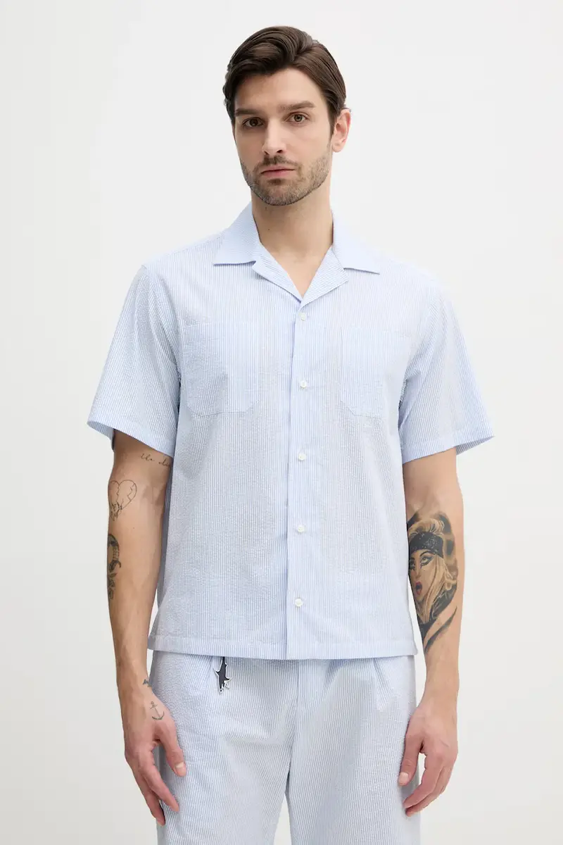 camicia in cotone uomo colore blu 25413289