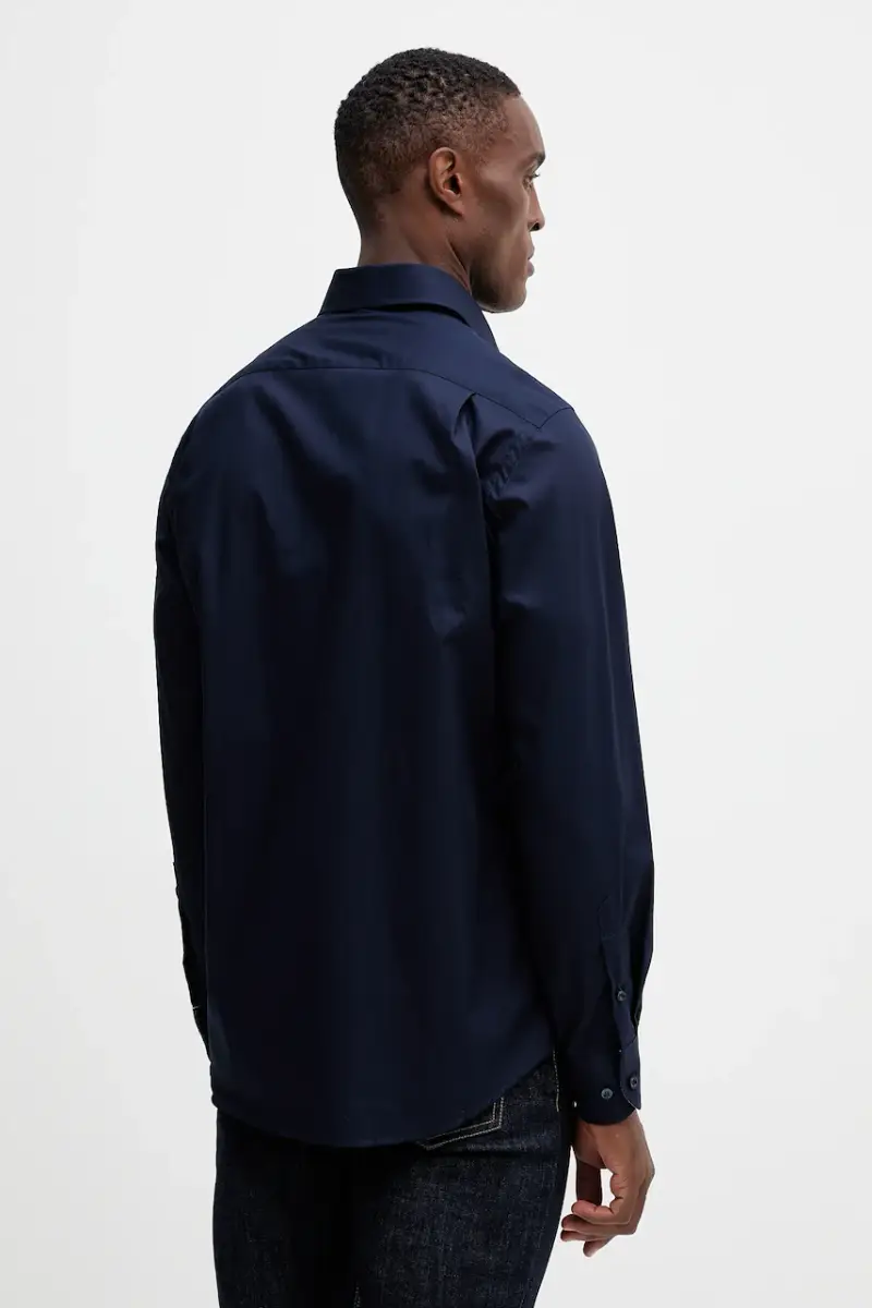 camicia in cotone uomo colore blu navy 15313041CF miniatura 3